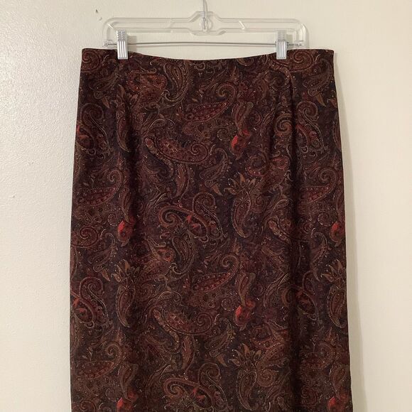 Vintage Red Paisley Dark Academia Whimsigoth Witchy A Line Midi Skirt 16W Autumn - Picture 2 of 8